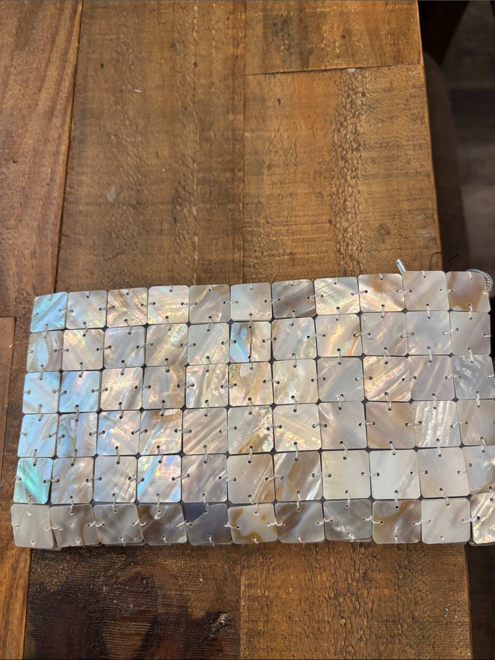 Iridescent Mother-of-Pearl Tile Wristlet Clutch - Picture 3 of 3